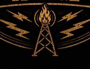 Flaming radio tower